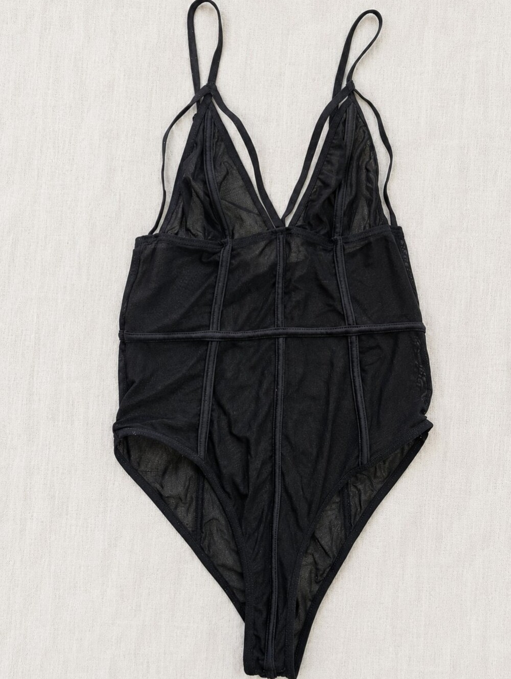 Tic Toc Black Sheer V-Neck Bodysuit Teddy